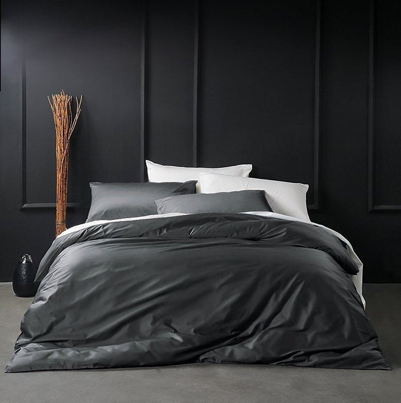 Eikei Solid Color Egyptian Cotton Duvet Cover Luxury Bedding Set High Thread Count Long Staple Sateen Weave Silky Soft Breathable Pima Quality Bed Linen (Pine Green, Queen) - Image 5